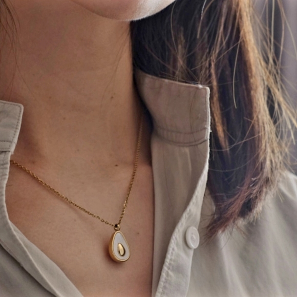 18k Gold Plated Titanium Avocado Necklace - Picture 4 of 5